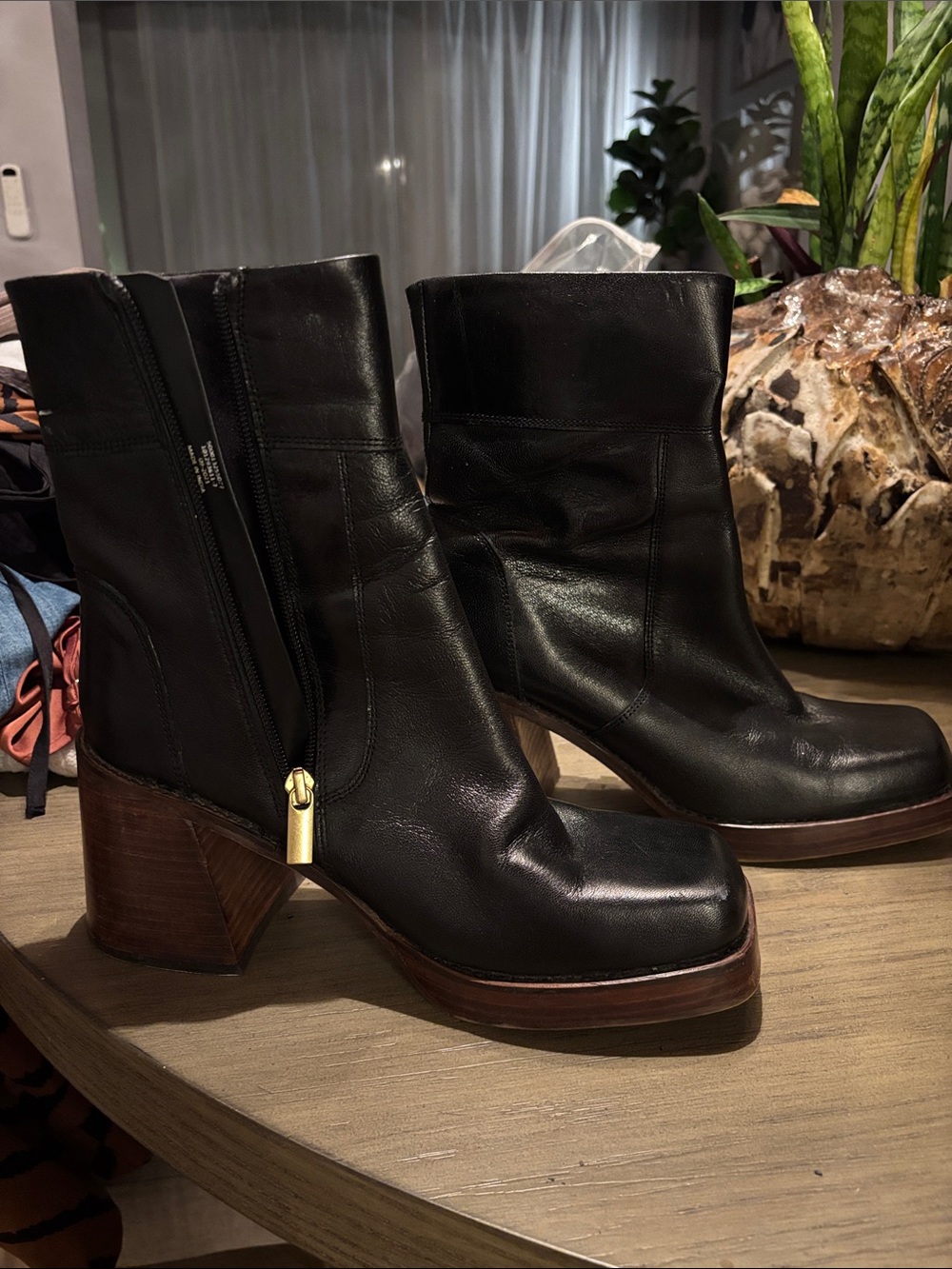 ASOS Design Black Leather Platform Ankle Boots -7